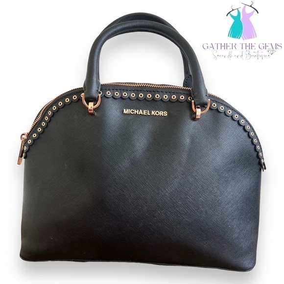 MICHAEL Kors Emmy Dome Satchel Handbag with Medium Crossgrain Leather Wallet - Picture 2 of 11